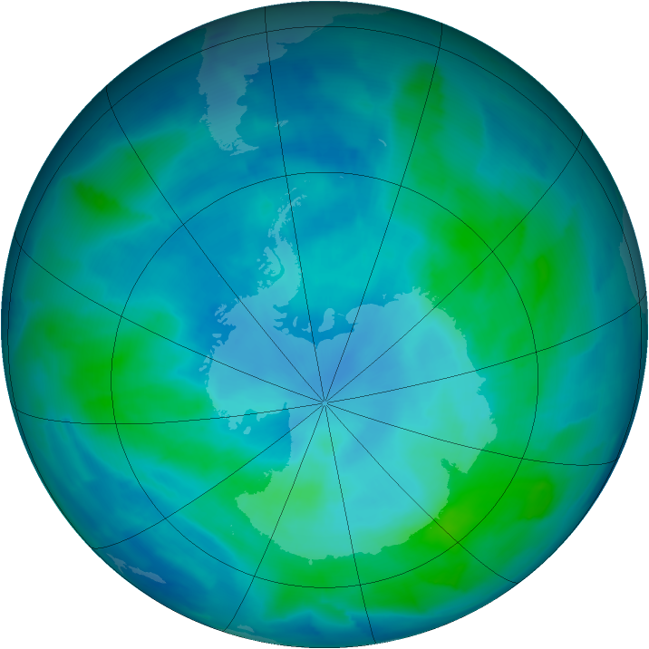 Antarctic ozone map for 09 March 2012